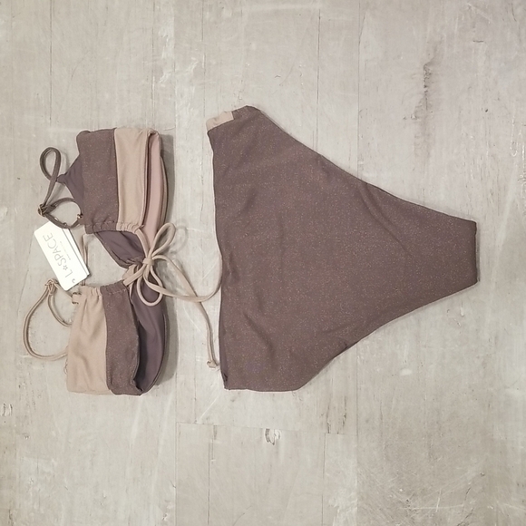 💕L*SPACE💕 Shimmer Bikini Set Ringo Bikini Top + Nancy Lee Bikini Bottom L NWT - Picture 15 of 16